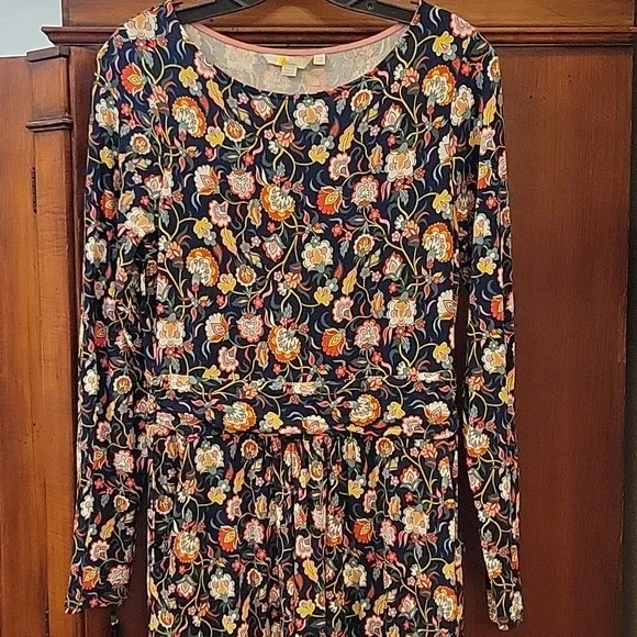 BODEN | Abigail Long Sleeve Navy Jersey Midi Dress Floral Print Pockets - 8 Long - Picture 3 of 11